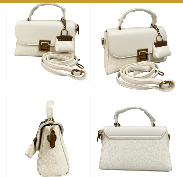 Elegant Ivory Quilted Bag with Gold Hardware