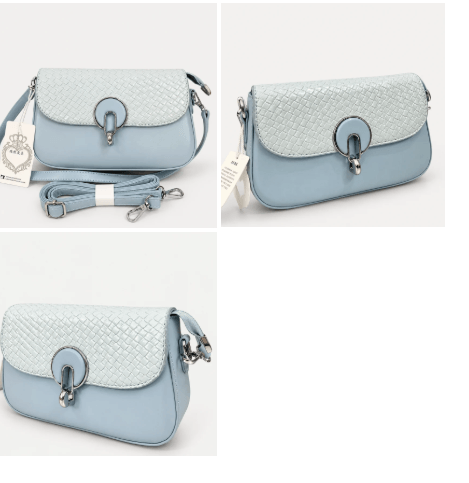 Elegant Ice Blue Woven Crossbody Bag